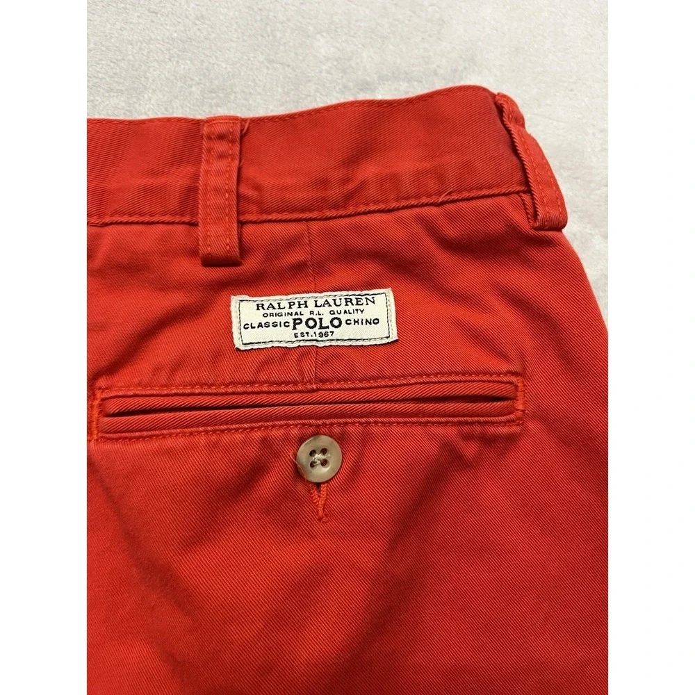 Polo Ralph Lauren Prospect Short Men 34 Red Chino Classic Flat Front 9'' Inseam